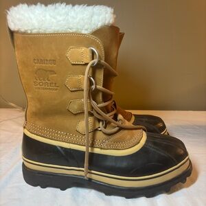 SOREL Women’s Caribou Waterproof Leather Winter Snow Boots With Sherpa Size 10